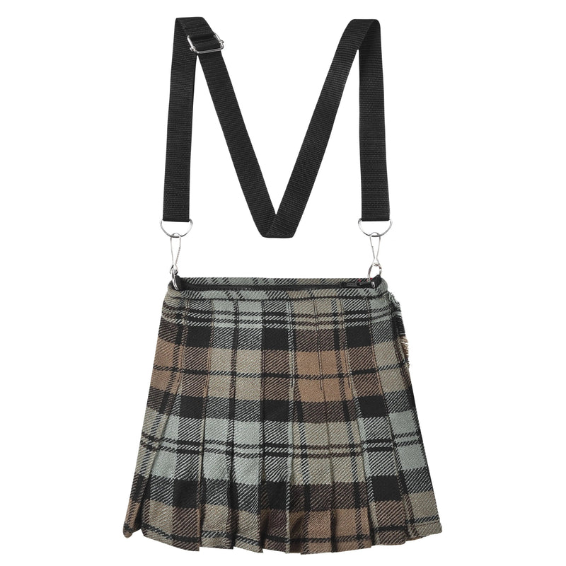 Traditional Scottish Women Tartan Bag Pleated Crossbody Purse - Adjustable Straps, Zip Closure Black Watch Weathered Tartan All Safe International