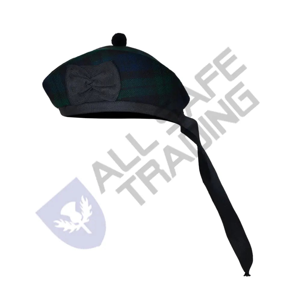 Scottish Black Watch Glengarry Hat with Red Pompom All Safe International