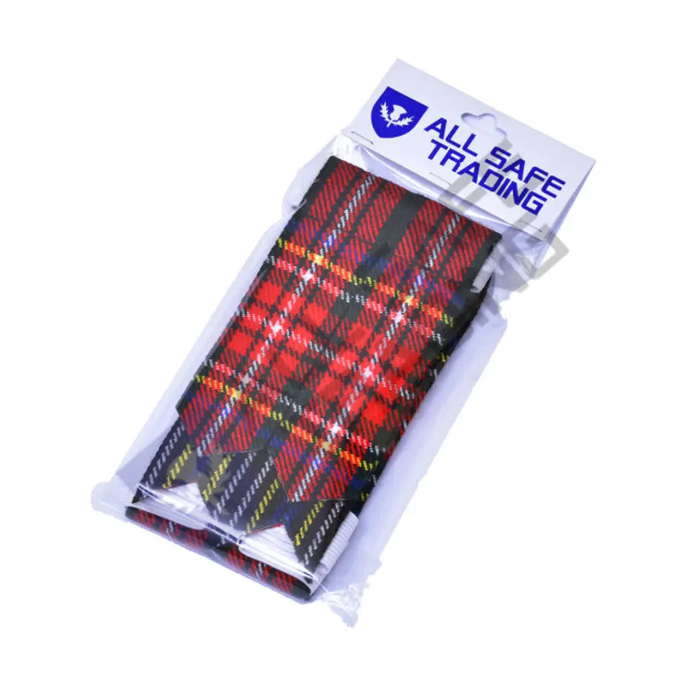 New Scottish Black Stewart Tartan Kilt Flashes (Pair) All Safe International