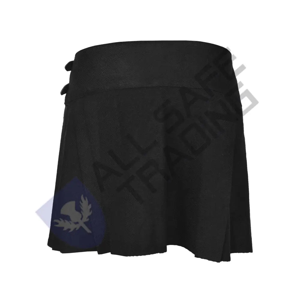 Women's 16'' Black Tartan Pleated Billie Kilt Skirt All Safe International