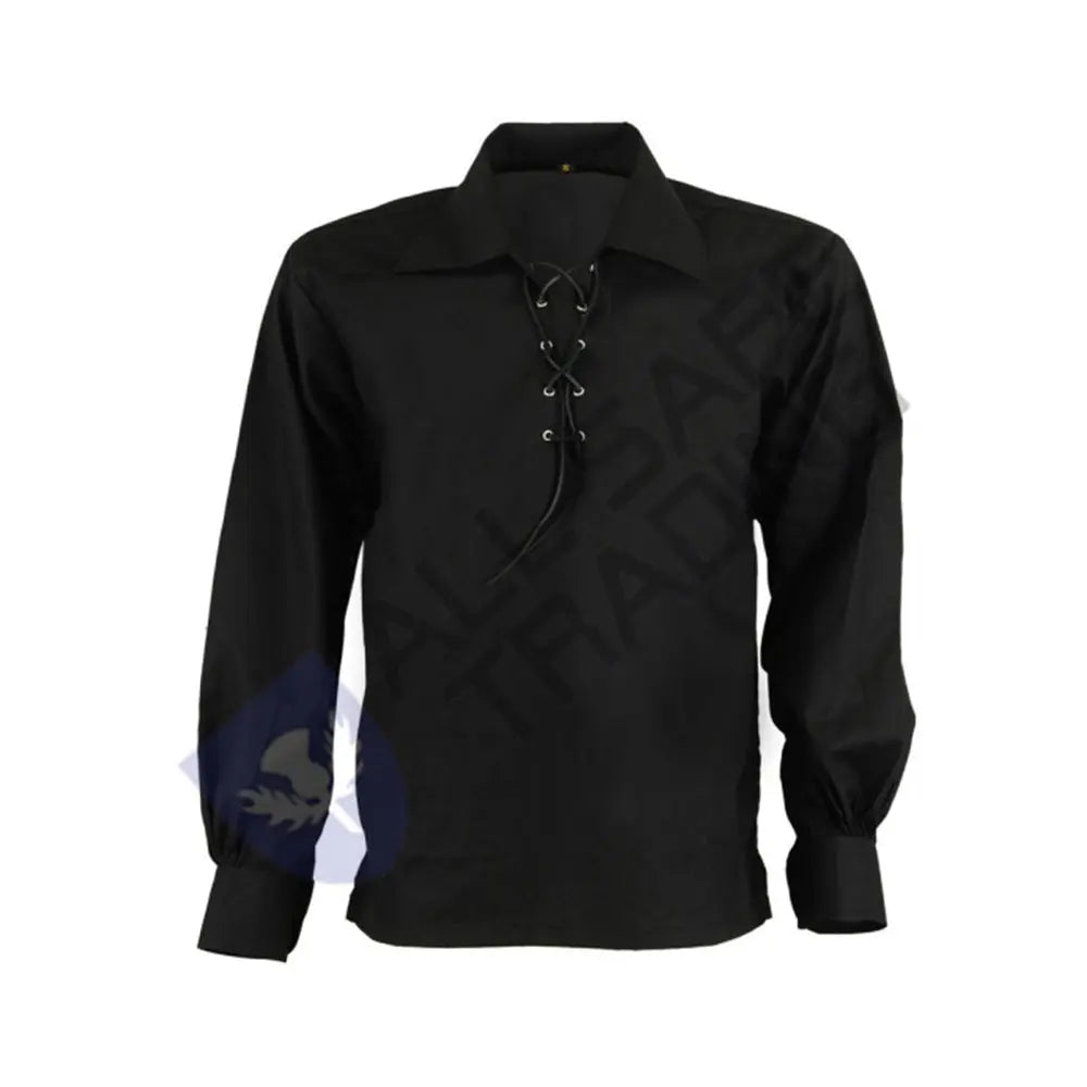 Scottish Boys Ghillie Kilt Shirt Black Jacobite Jacobean Shirt All Safe International