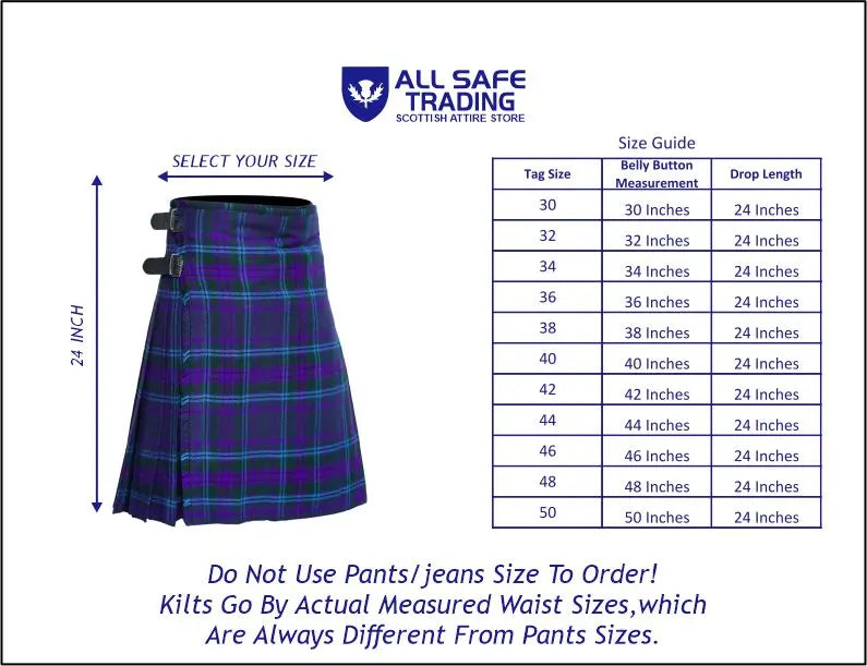 Men's 8 Yard Kilt for Men, Men's Deluxe Kilt, Scottish Tartan Kilt, Highland Wedding Kilt, Spirit of Scotland Kilt All Safe International