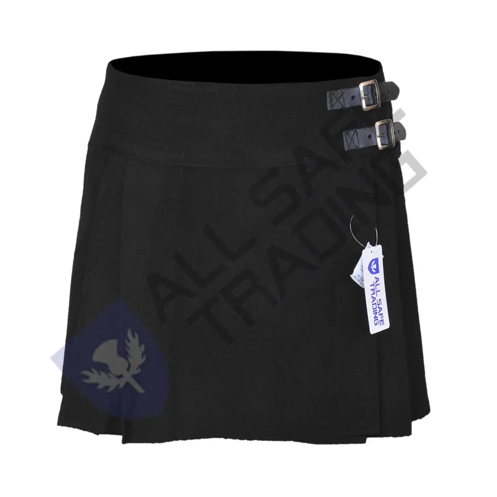 Women's 16'' Black Tartan Pleated Billie Kilt Skirt All Safe International