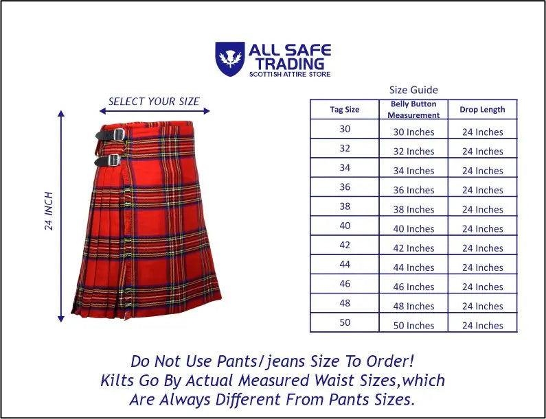 Men's 8 Yard Kilt for Men, Men's Deluxe Kilt, Scottish Tartan Kilt, Highland Wedding Kilt, Royal Stewart Kilt All Safe International