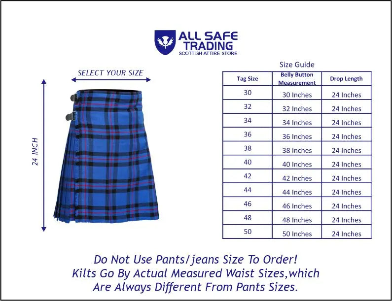 Men's 8 Yard Kilt for Men, Men's Deluxe Kilt, Scottish Tartan Kilt, Highland Wedding Kilt, Elliot Modern Kilt All Safe International