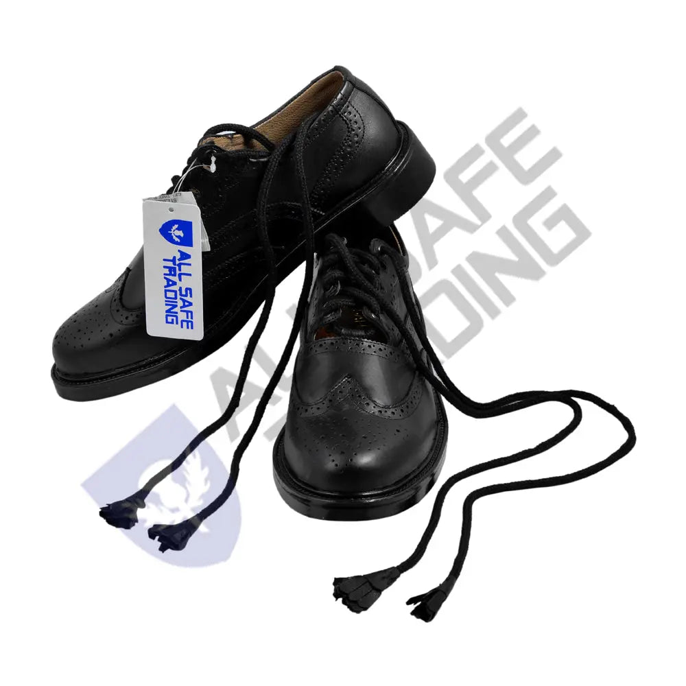 Scottish Black Leather Ghillie Brogues Kilt Shoes UK Sizes All Safe International