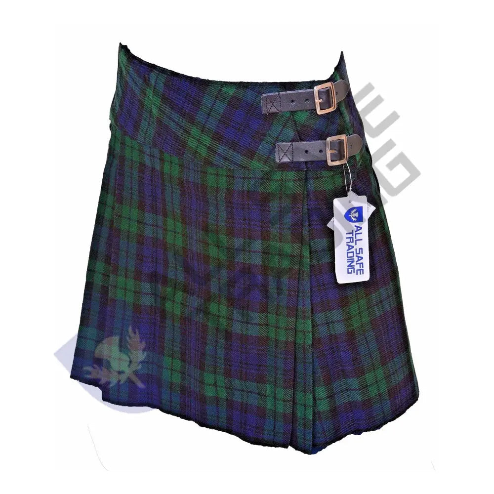 Women's 16'' Black Watch Tartan Pleated Billie Kilt Skirt All Safe International