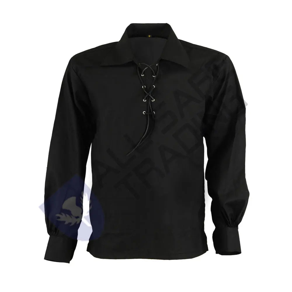Scottish Black Ghillie Jacobite Jacobean Shirt All Safe International