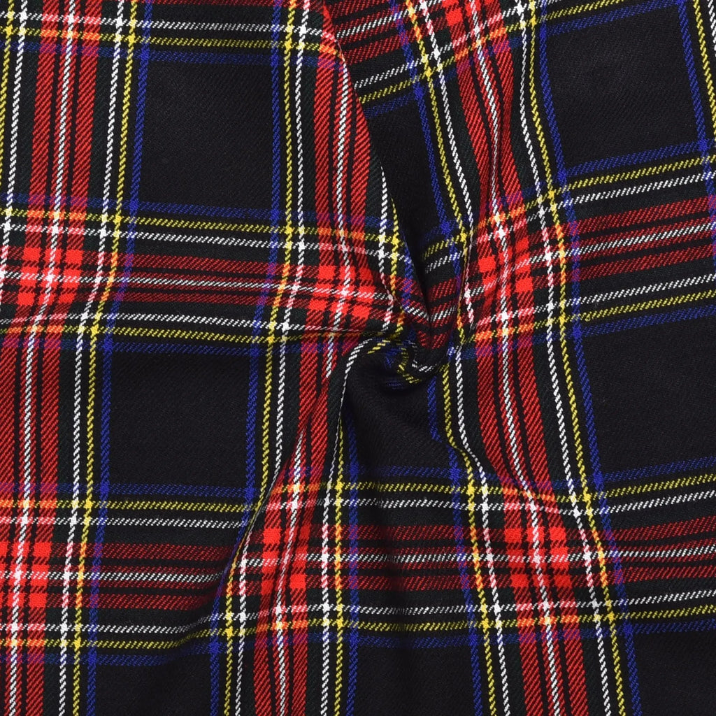 Scottish 13oz Tartan Plaid Fabric By The Yard - Black Stewart Tartan All Safe International