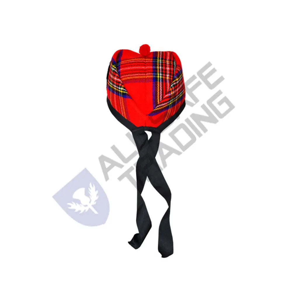 Scottish Royal Stewart Glengarry Hat with Red Pompom All Safe International