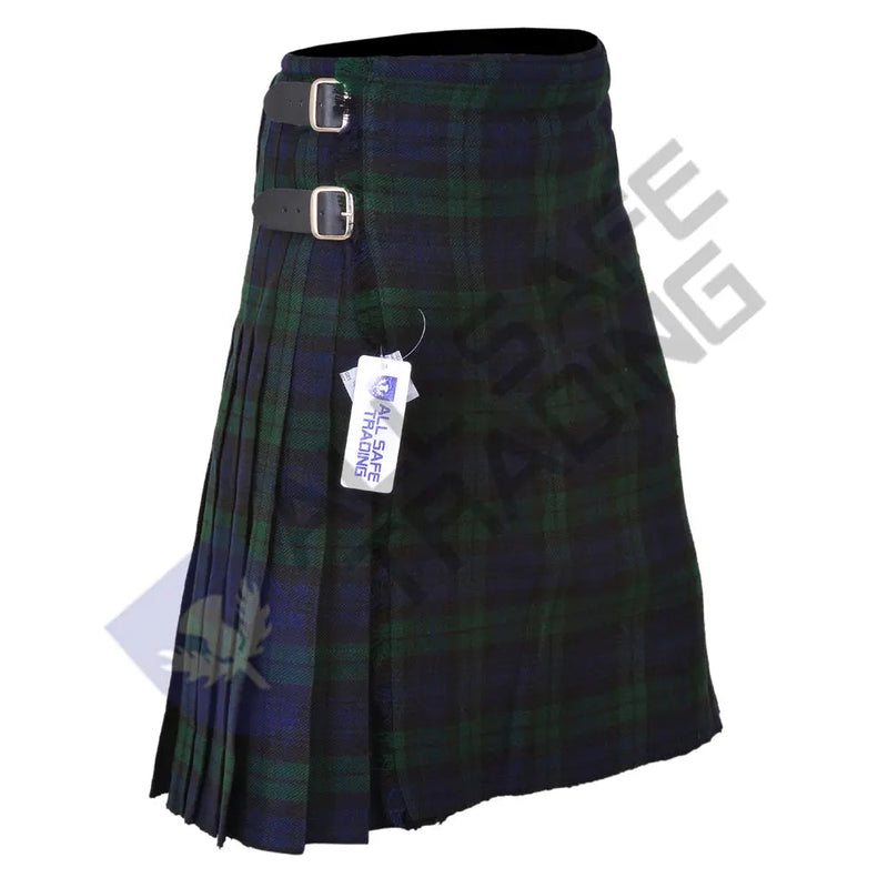 Scottish Men's 9 Piece 8 Yards Kilt Outfit, Black Watch Tartan Kilt All Safe International