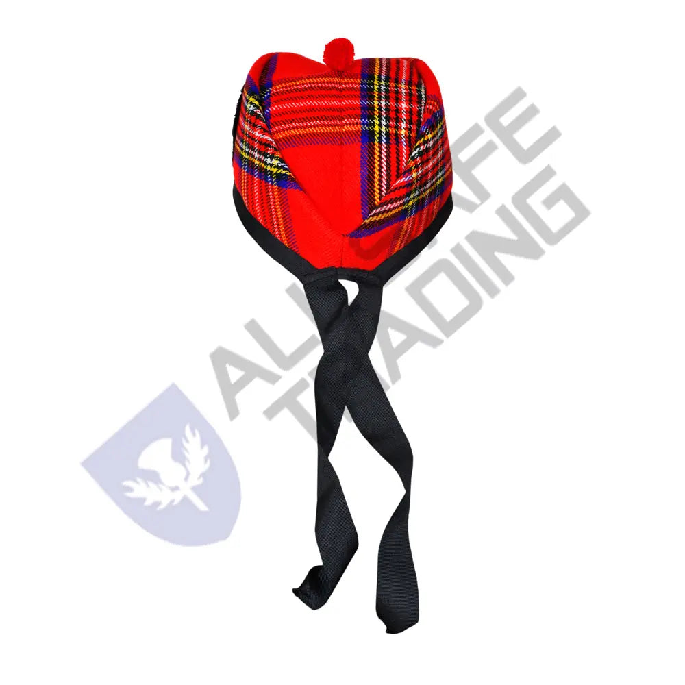 Scottish Royal Stewart Glengarry Hat with Red Pompom All Safe International