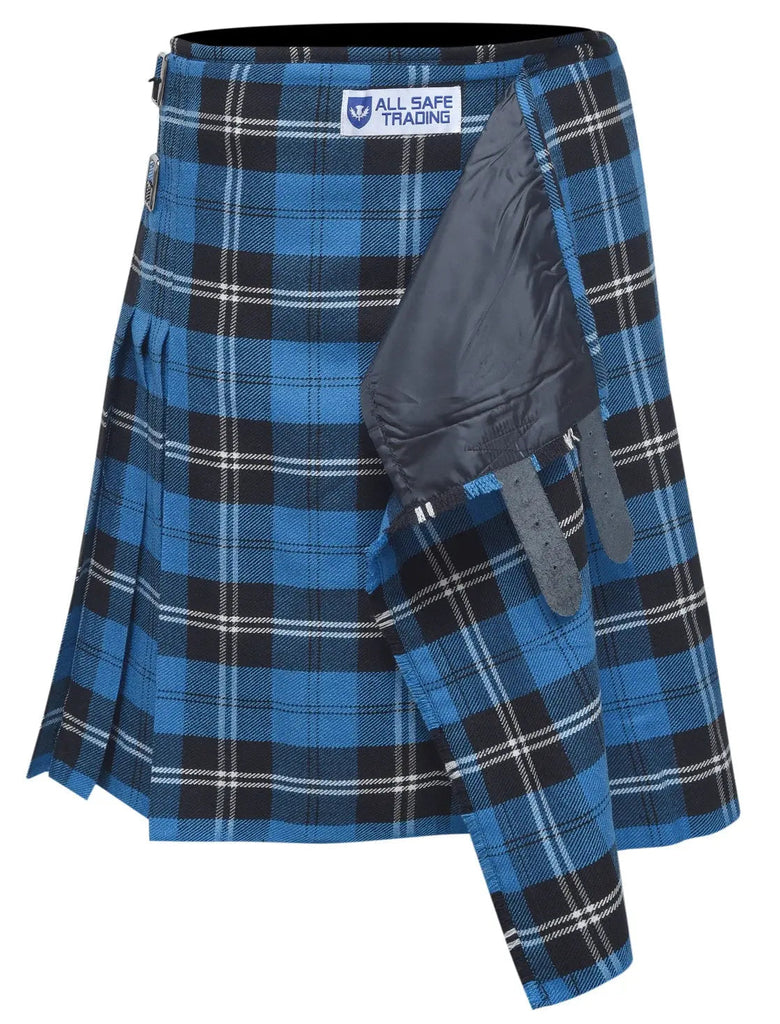 Men's 8 Yard Kilt for Men, Men's Deluxe Kilt, Scottish Tartan Kilt, Highland Wedding Kilt, Blue Ramsay Kilt All Safe International