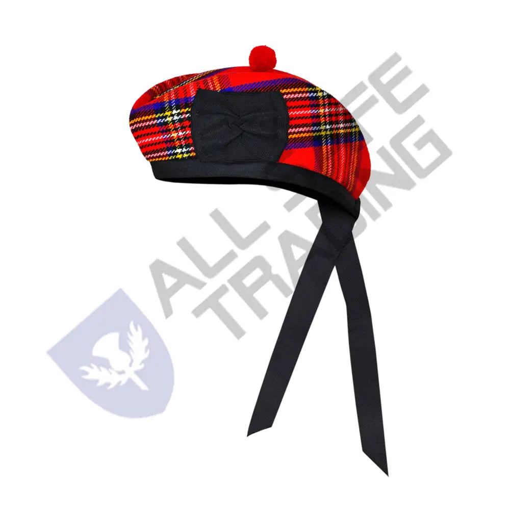 Scottish Royal Stewart Glengarry Hat with Red Pompom All Safe International