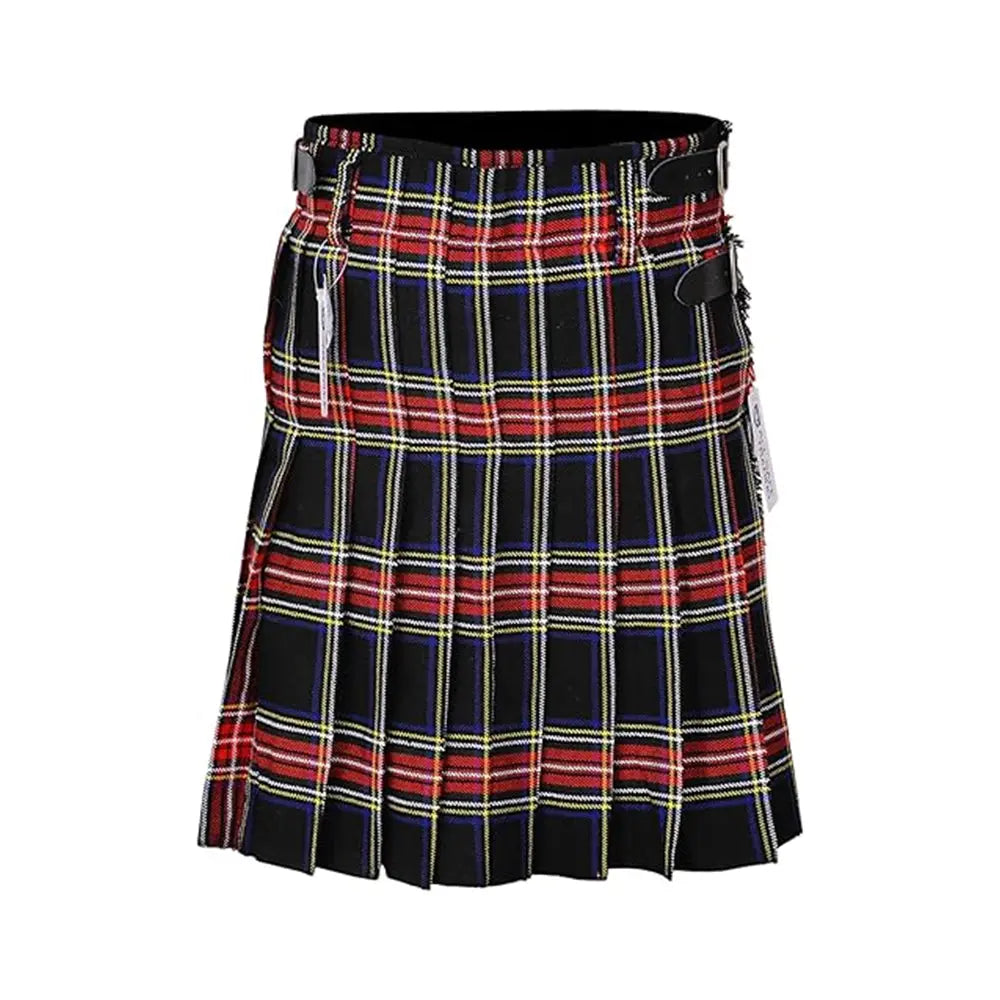 Authentic Scottish Men's Tartan Kilts - Highland Light Weight Value Kilt Embrace Your Heritage with Comfort Black Stewart Tartan Kilt All Safe International