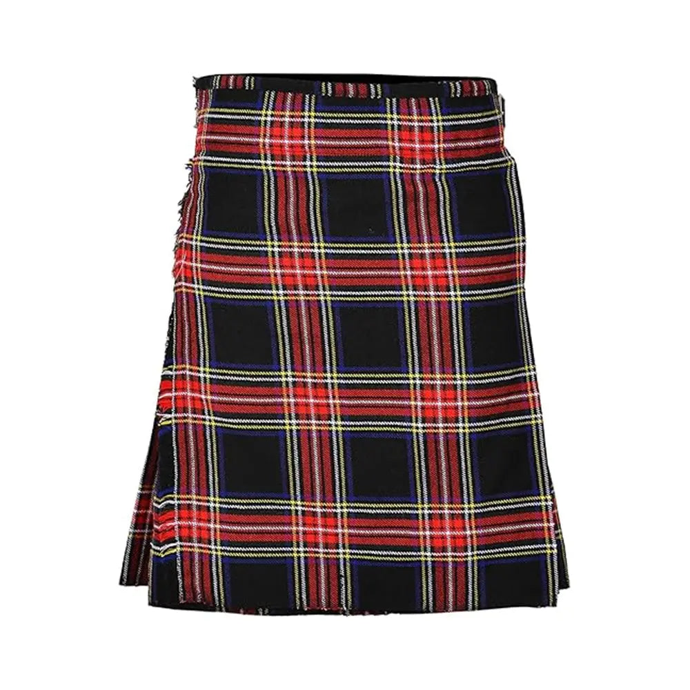 Authentic Scottish Men's Tartan Kilts - Highland Light Weight Value Kilt Embrace Your Heritage with Comfort Black Stewart Tartan Kilt All Safe International
