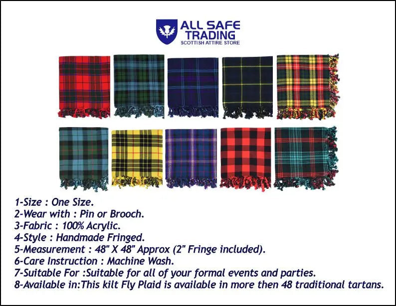 Scottish Men's Kilt Tartan Fly Plaid - American Patriot All Safe International