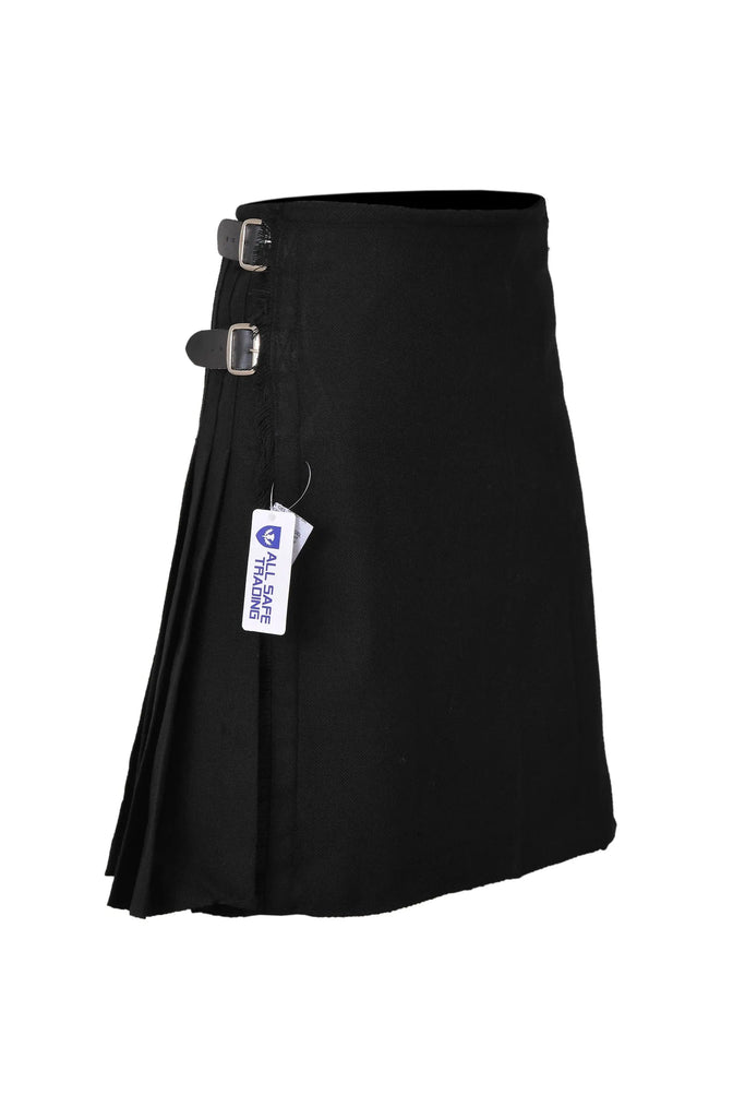 Men's 8 Yard Kilt for Men, Men's Deluxe Kilt, Scottish Tartan Kilt, Highland Wedding Kilt, Plain Black Kilt All Safe International