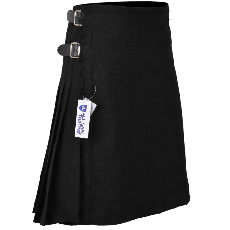 Men's 8 Yard Kilt for Men, Men's Deluxe Kilt, Scottish Tartan Kilt, Highland Wedding Kilt, Plain Black Kilt All Safe International