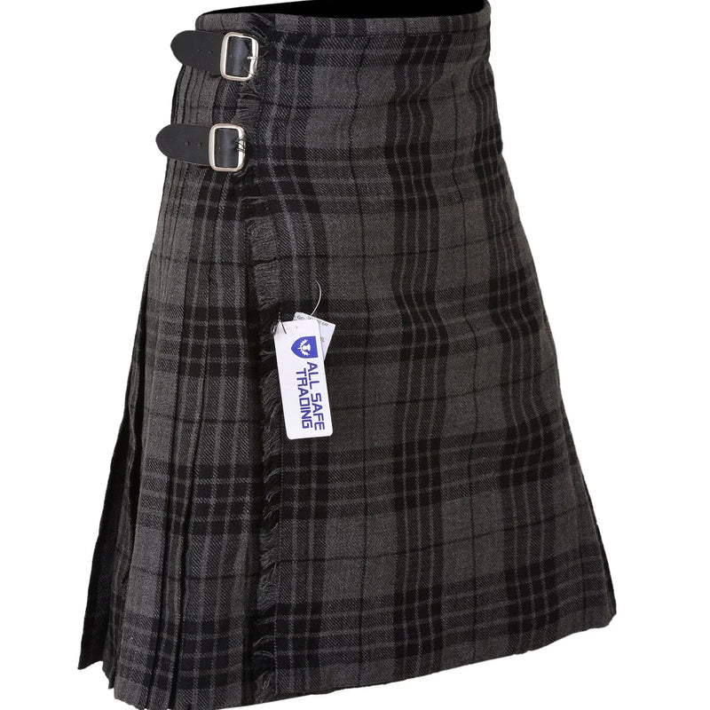 Scottish Traditional Tartan Kilt for Kids, Boys and Girls Toddler Kilts with Ease of Size - Grey Tartan All Safe International