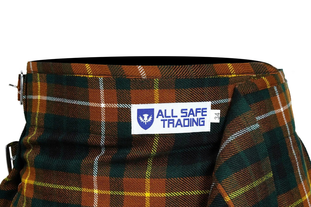 Men's 5 Yard Scottish Tartan Kilt, Highland Wedding Kilt, Buchanan Hunting Tartan Kilt All Safe International