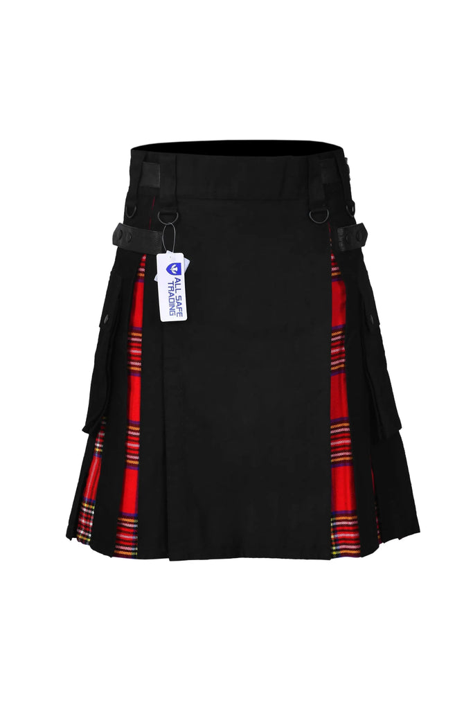 Men's Royal Stewart Tartan Hybrid Kilt with Cargo Pockets, Utility Kilt All Safe International