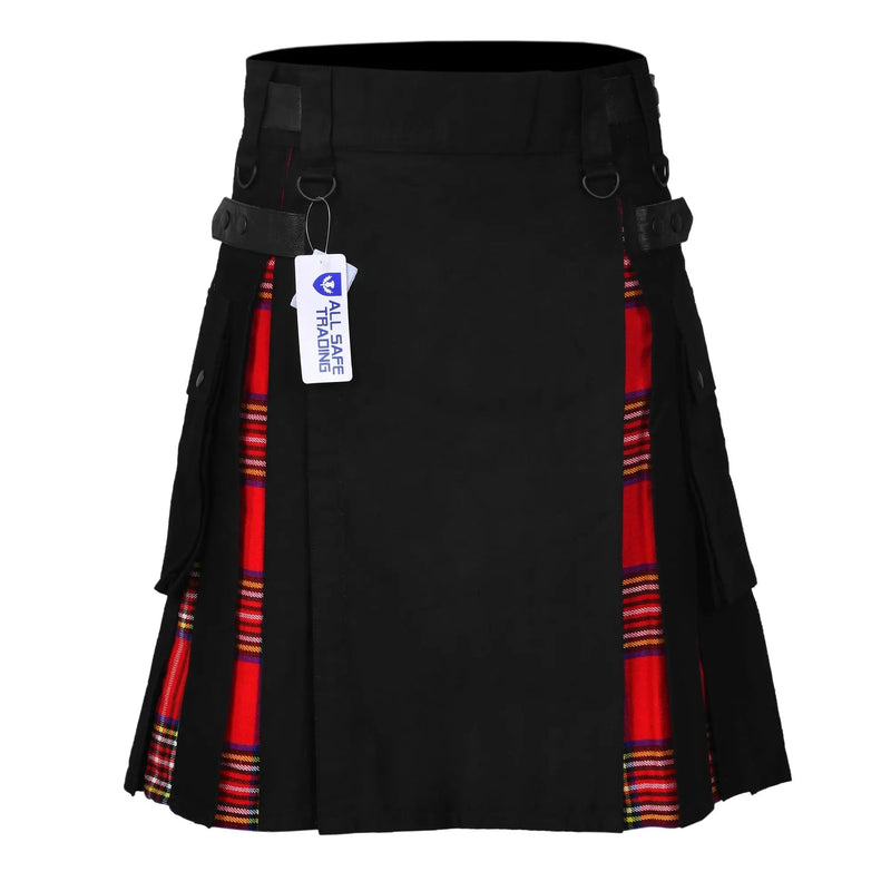 Men's Royal Stewart Tartan Hybrid Kilt with Cargo Pockets, Utility Kilt All Safe International