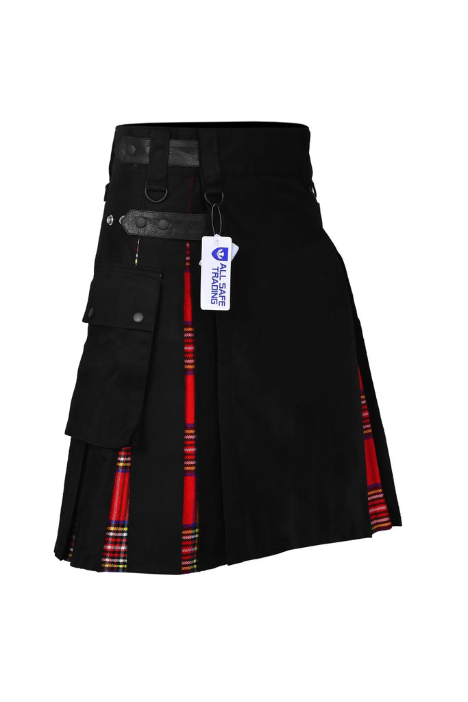 Men's Royal Stewart Tartan Hybrid Kilt with Cargo Pockets, Utility Kilt All Safe International