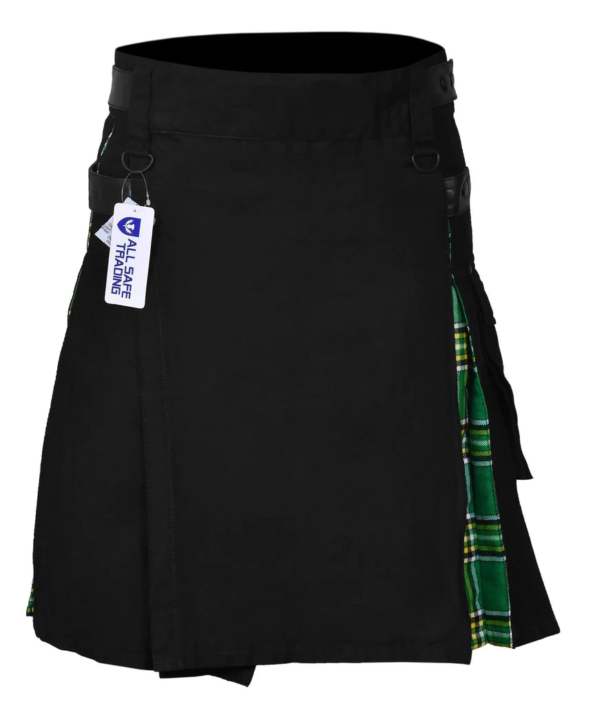 Men's Irish Heritage Tartan Hybrid Kilt with Cargo Pockets, Utility Kilt All Safe International
