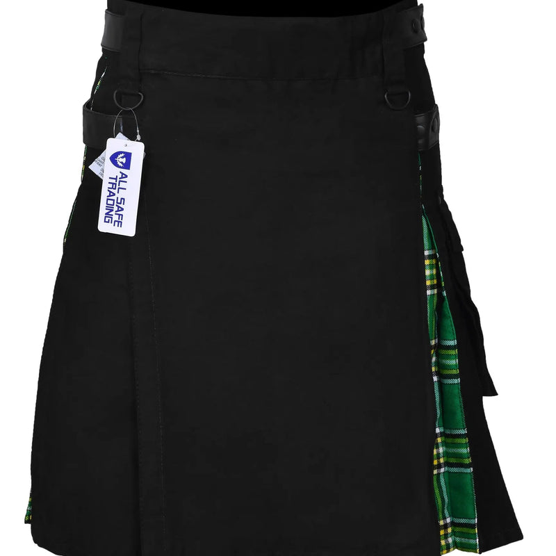 Men's Irish Heritage Tartan Hybrid Kilt with Cargo Pockets, Utility Kilt All Safe International