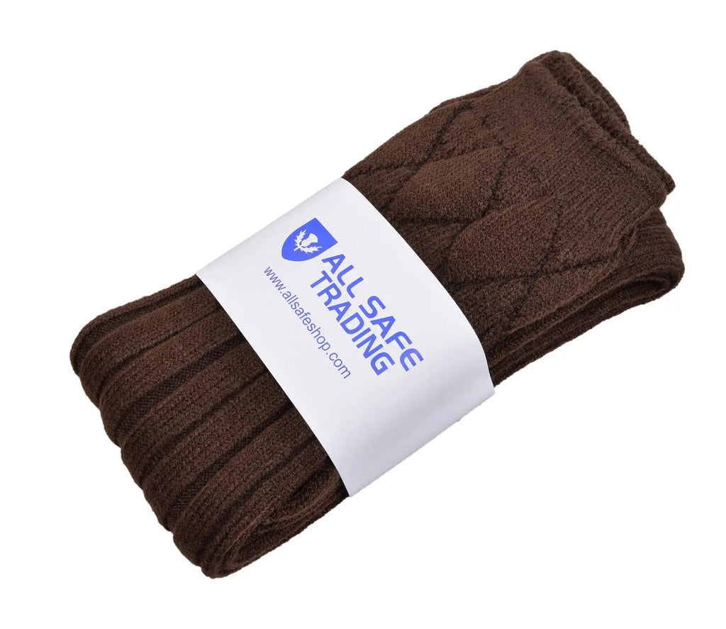 Scottish Square Kilt Hose for Men, Ribbed Socks for USA Shoe Sizes - Brown All Safe International