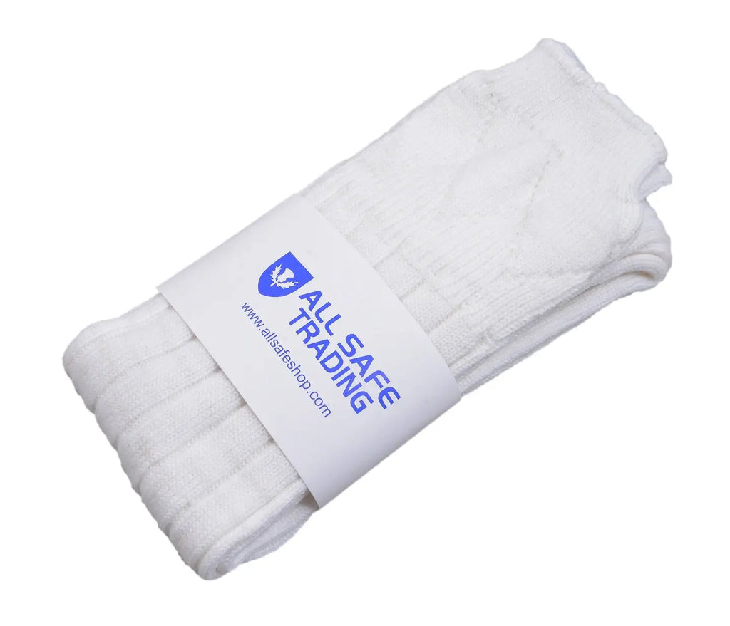 Scottish Square Kilt Hose for Men, Ribbed Socks for USA Shoe Sizes - White All Safe International