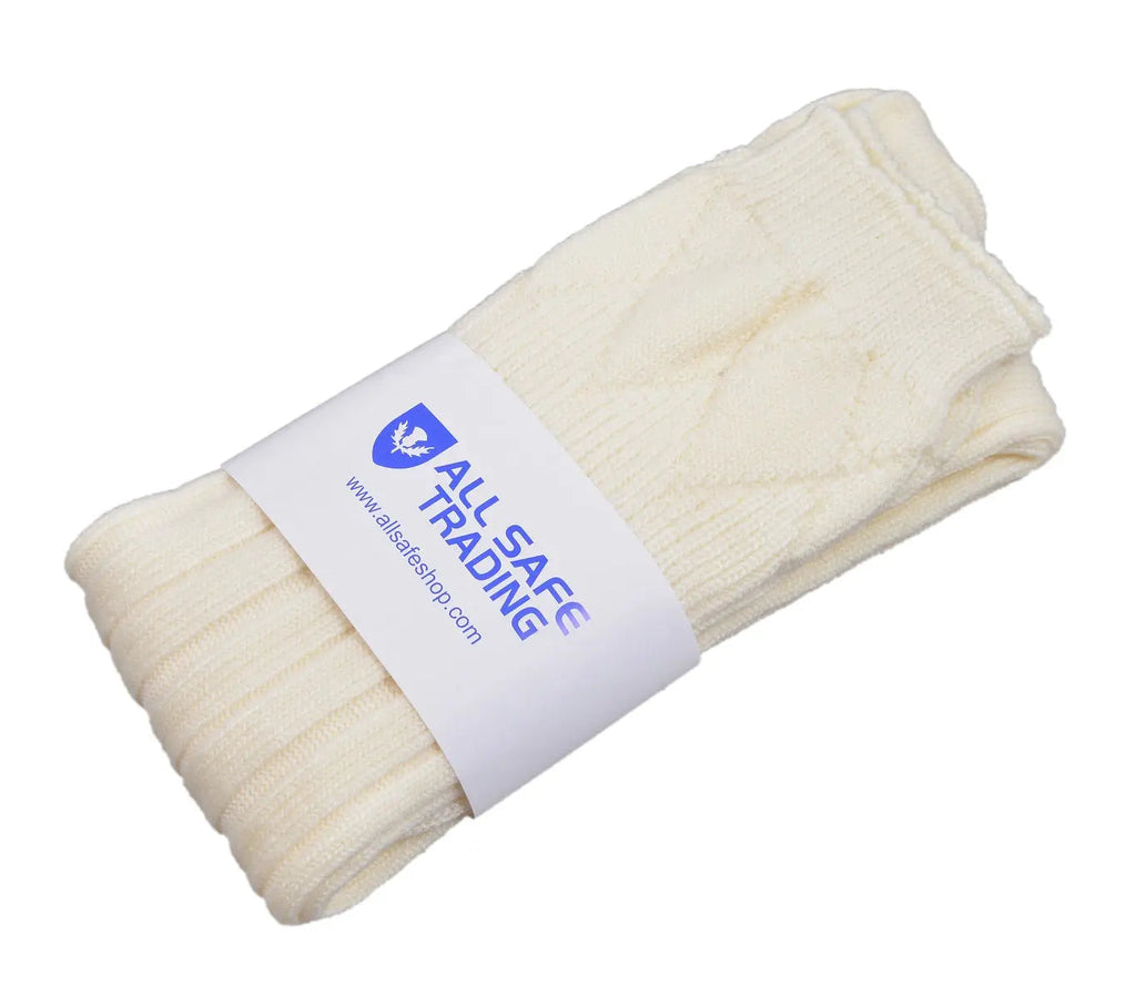 Scottish Square Kilt Hose for Men, Ribbed Socks for USA Shoe Sizes - Off White All Safe International