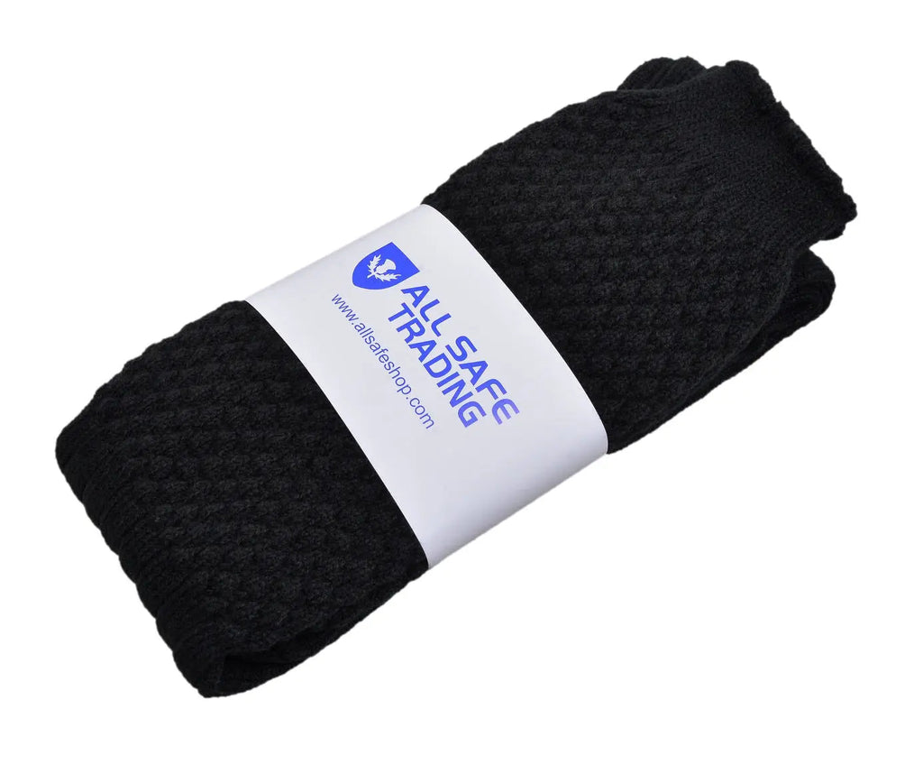 Scottish Bubbles Kilt Hose for Men, Ribbed Socks for USA Shoe Sizes - Black All Safe International