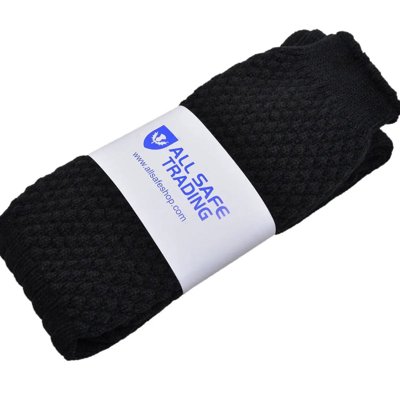 Scottish Bubbles Kilt Hose for Men, Ribbed Socks for USA Shoe Sizes - Black All Safe International
