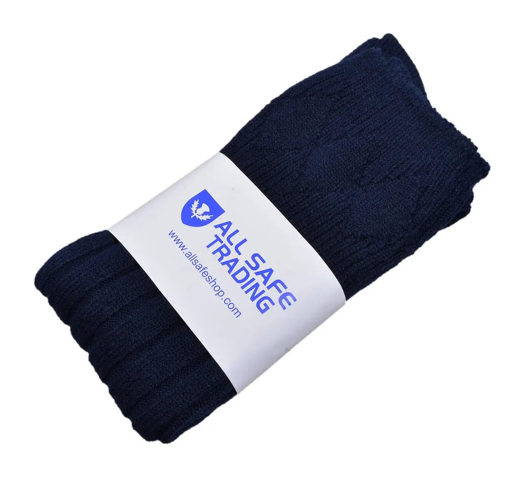 Scottish Square Kilt Hose for Men, Ribbed Socks for USA Shoe Sizes - Navy Blue All Safe International