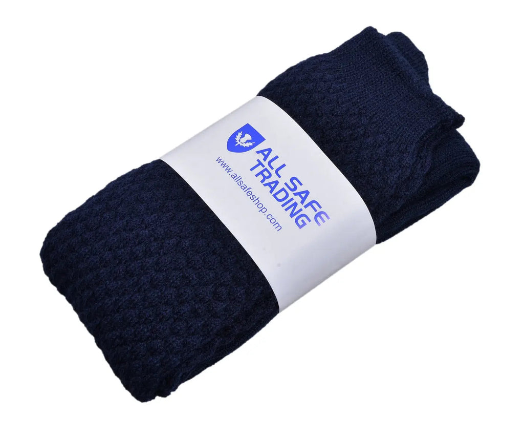 Scottish Bubbles Kilt Hose for Men, Ribbed Socks for USA Shoe Sizes - Navy Blue All Safe International