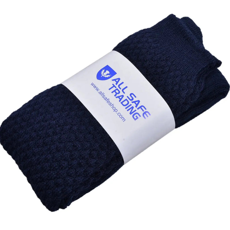 Scottish Bubbles Kilt Hose for Men, Ribbed Socks for USA Shoe Sizes - Navy Blue All Safe International