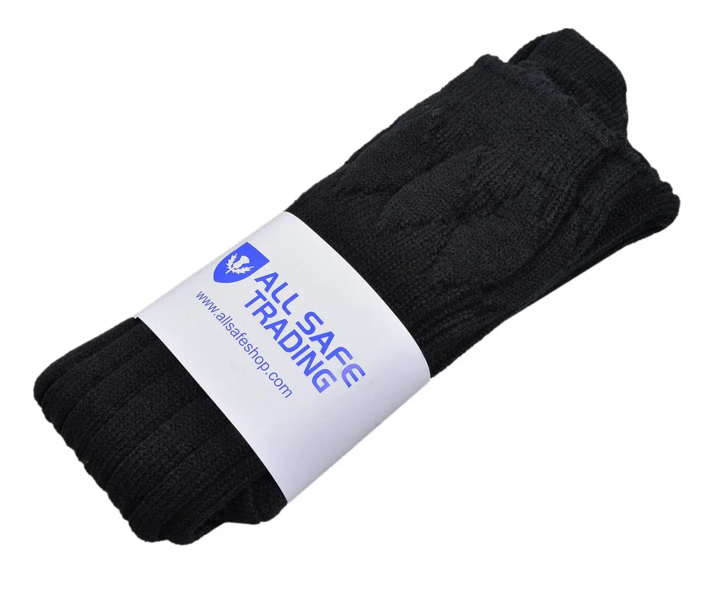 Scottish Square Kilt Hose for Men, Ribbed Socks for USA Shoe Sizes - Black All Safe International