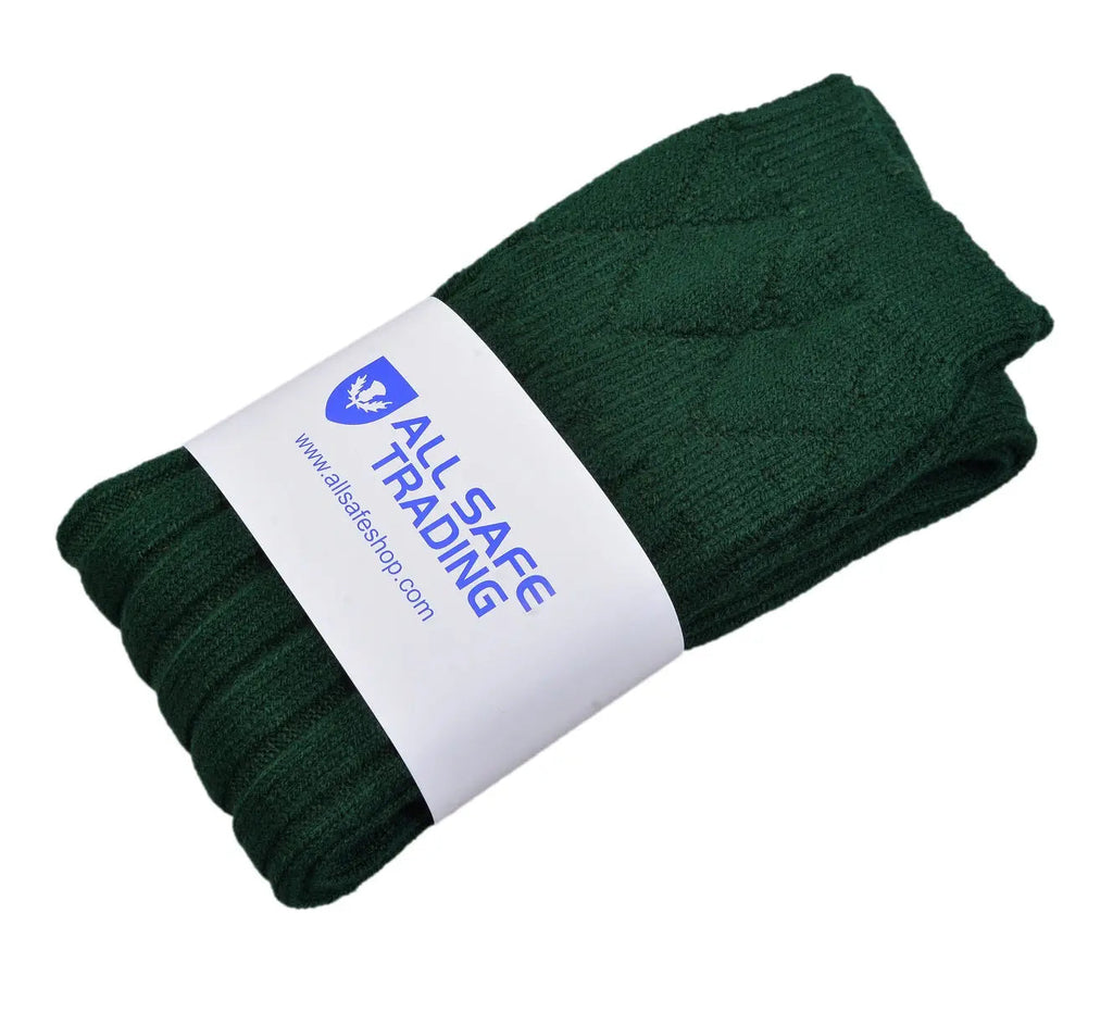 Scottish Square Kilt Hose for Men, Ribbed Socks for USA Shoe Sizes - Green All Safe International
