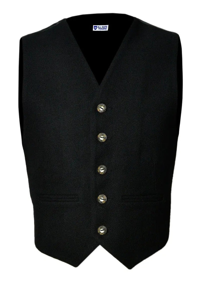 Scottish Black Tweed Argyle Kilt Jacket With Waistcoat/Vest - Sizes 36"- 54" All Safe International