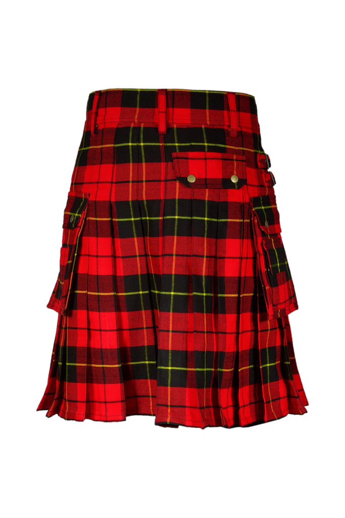 Scottish Men's Modern Wallace 16oz Tartan Pockets Utility Kilt, Cargo Kilt All Safe International