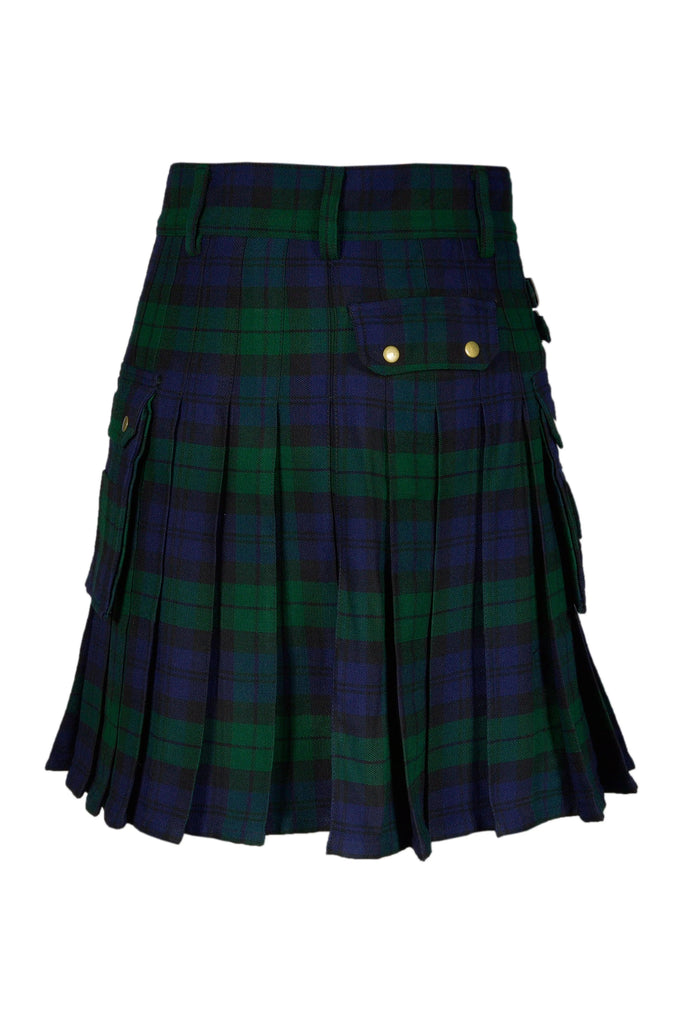 Scottish Men's Modern Black Watch 16oz Tartan Pockets Utility Kilt, Cargo Kilt All Safe International