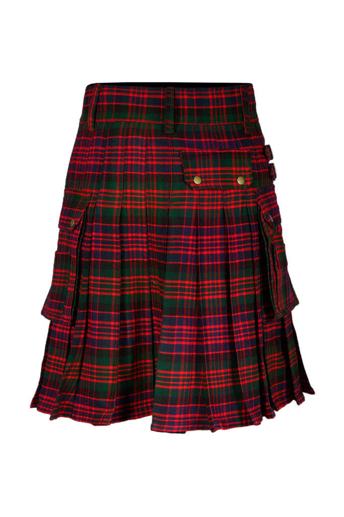 Scottish Men's Modern Macdonald 16oz Tartan Pockets Utility Kilt, Cargo Kilt All Safe International