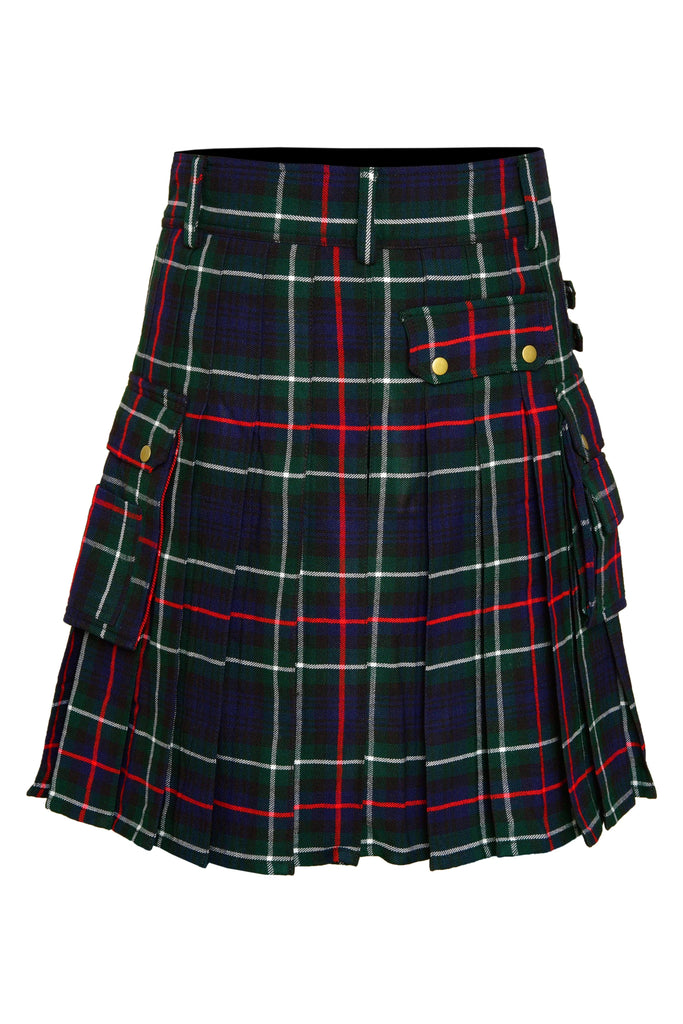 Scottish Men's Modern Mackenzie 16oz Tartan Pockets Utility Kilt, Cargo Kilt All Safe International