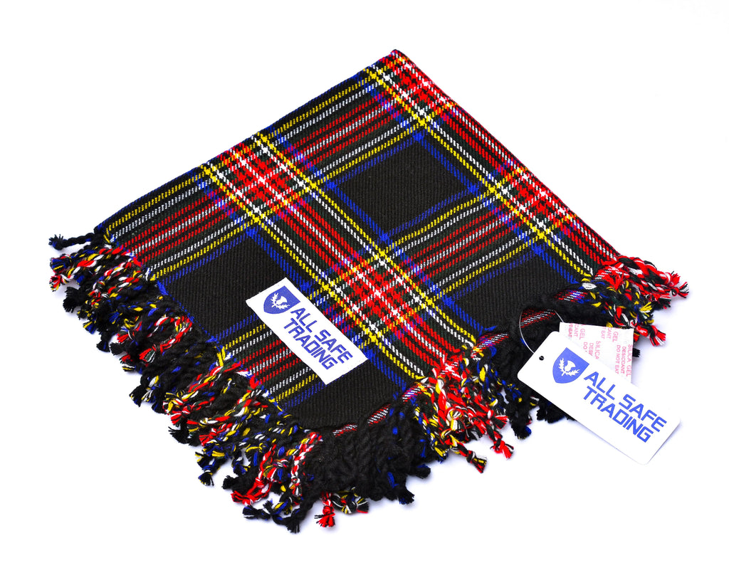 Scottish Men's Kilt Tartan Fly Plaid - Black Stewart All Safe International