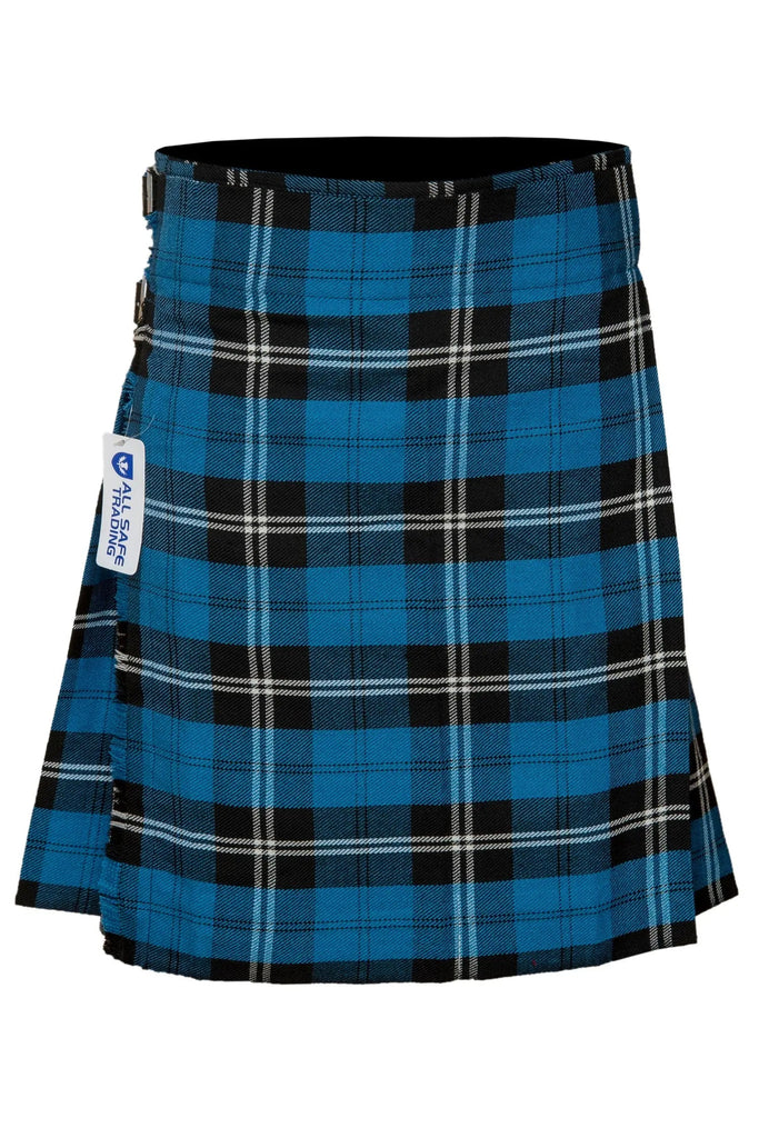 Men's 5 Yard Scottish Tartan Kilt, Highland Wedding Kilt, Blue Ramsay Tartan Kilt All Safe International