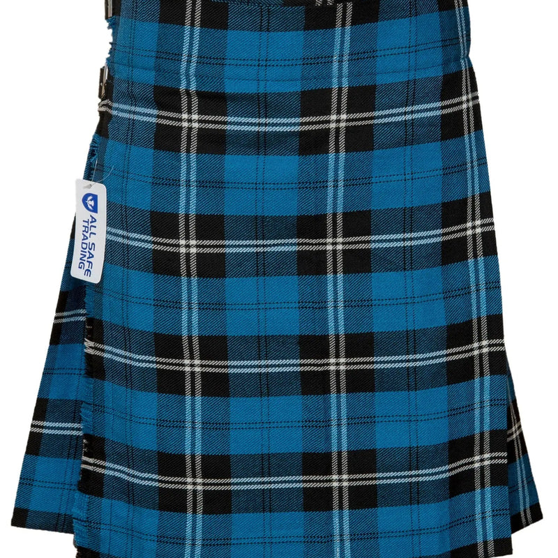 Men's 5 Yard Scottish Tartan Kilt, Highland Wedding Kilt, Blue Ramsay Tartan Kilt All Safe International