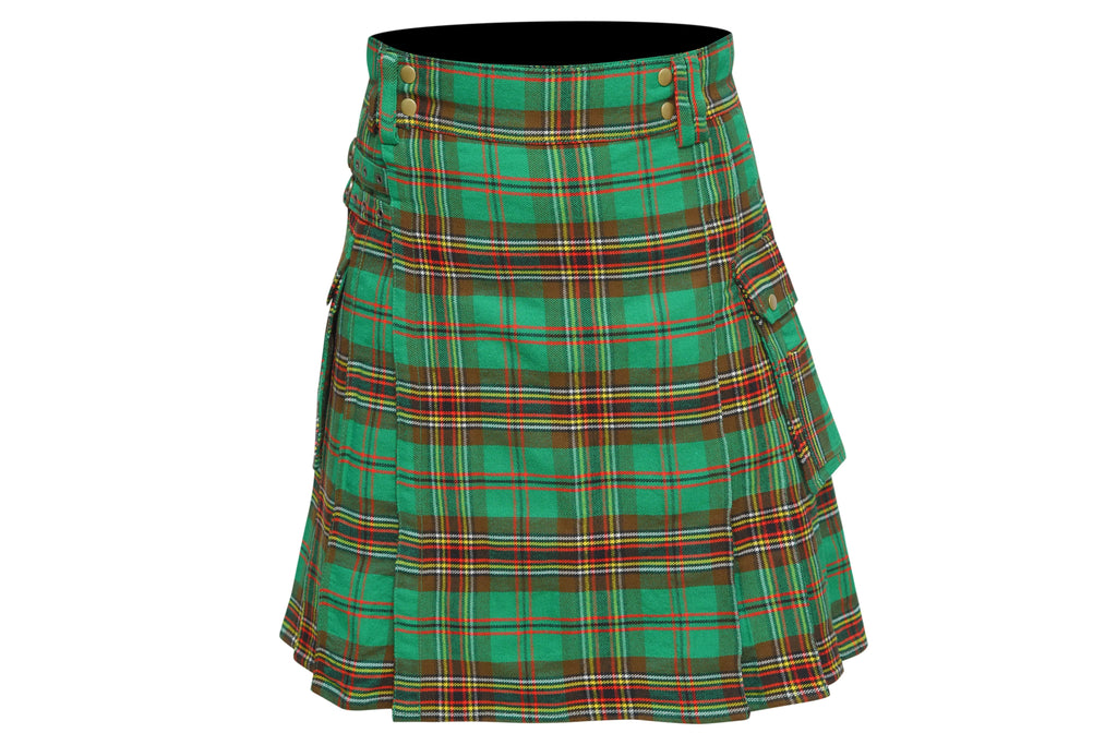 Scottish Men's Modern Tara Murphy 16oz Tartan Pockets Utility Kilt, Cargo Kilt All Safe International