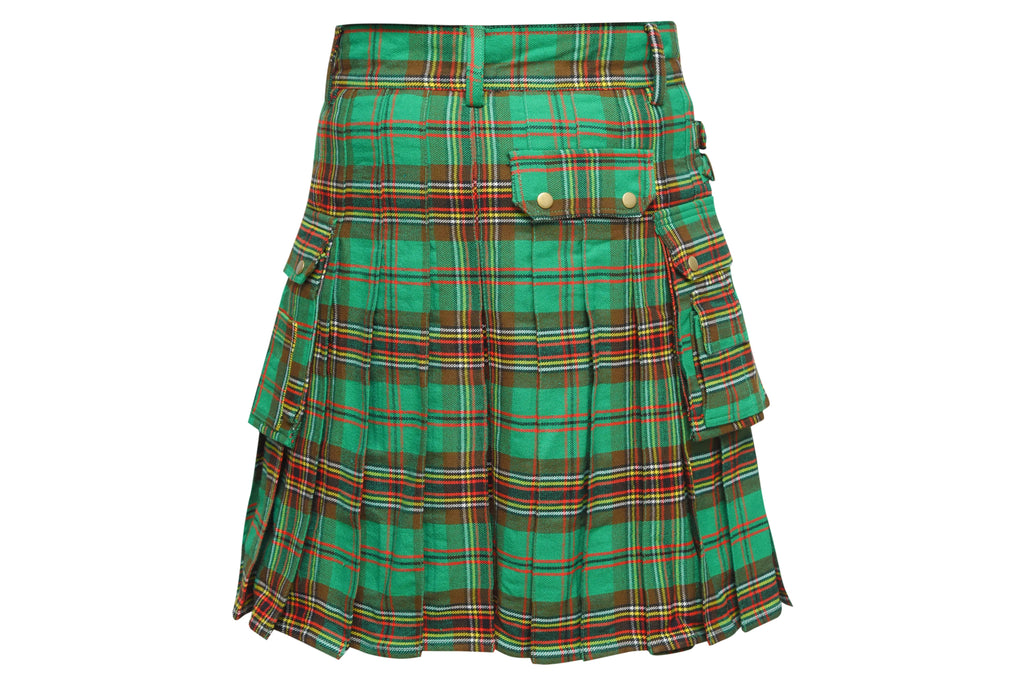 Scottish Men's Modern Tara Murphy 16oz Tartan Pockets Utility Kilt, Cargo Kilt All Safe International